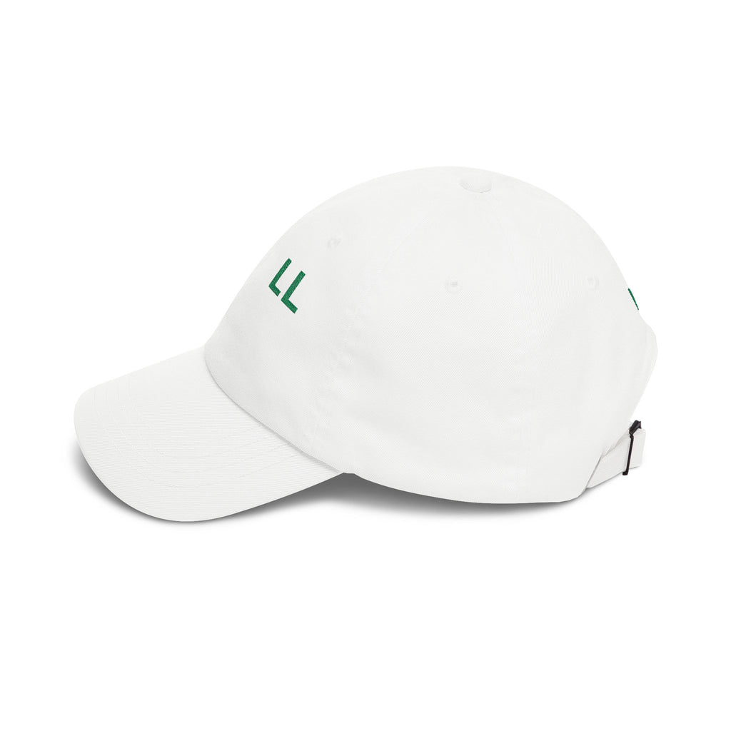 Embroidered 'LL' Classic Dad Cap — Minimal White Baseball Hat